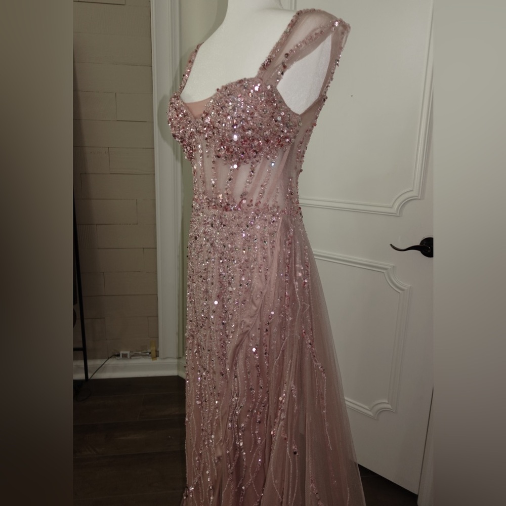 Blush Pink Sequin Gown - Picture 4 of 5